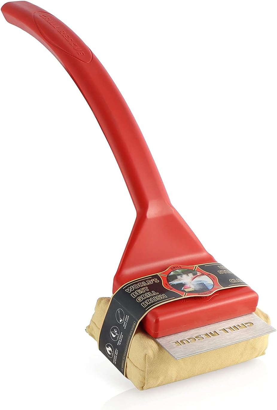 Grill Rescue BBQ Replaceable Cleaning Head, Bristle Free Grill Brush- Durable and Unique Grill Tools for Cast Iron or Stainless-Steel Grates, Barbecue Cleaner