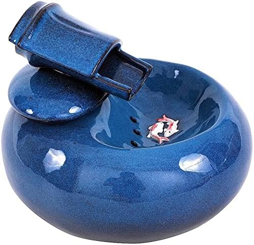 Fountain Ceramic Pet Water Dispenser, Pet Water Fountain, Automatic Circulation Feeding Water Flowing Fountain for Cat Dog, Filtered Water for Your Pet Pet Water Dispenser (Color : Blue)