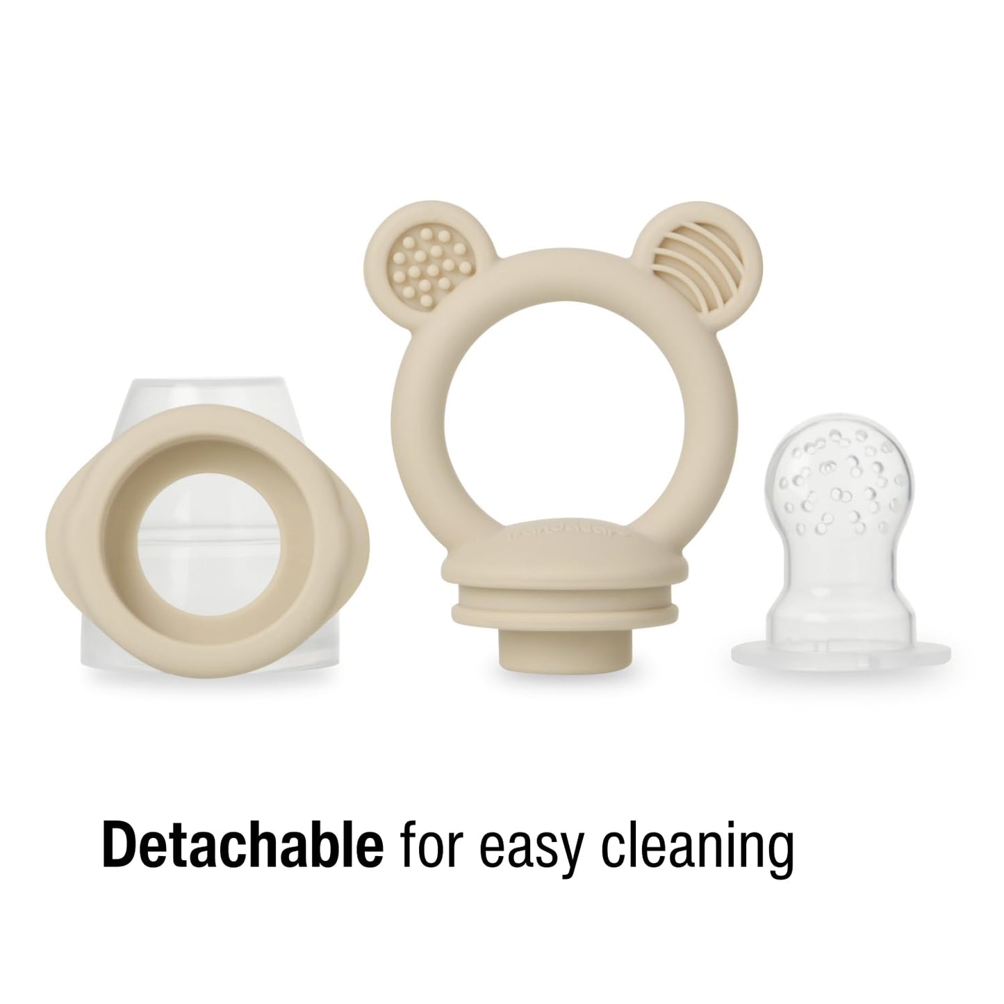 PandaEar 3 Pack Baby Fruit & Food Feeder Pacifier, Silicone Feeder Pacifier with 3 Sizes Pouches for Babies Toddlers Infants Kids, BPA-Free Food Grade Soft Safe (Tan/Grey/Brown)