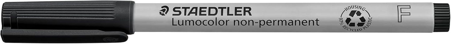 Staedtler Lumograph Non-Permanent Wet Erase Marker Pens, Fine Tip Refillable Colored Markers, 8 Pack, 315 WP8