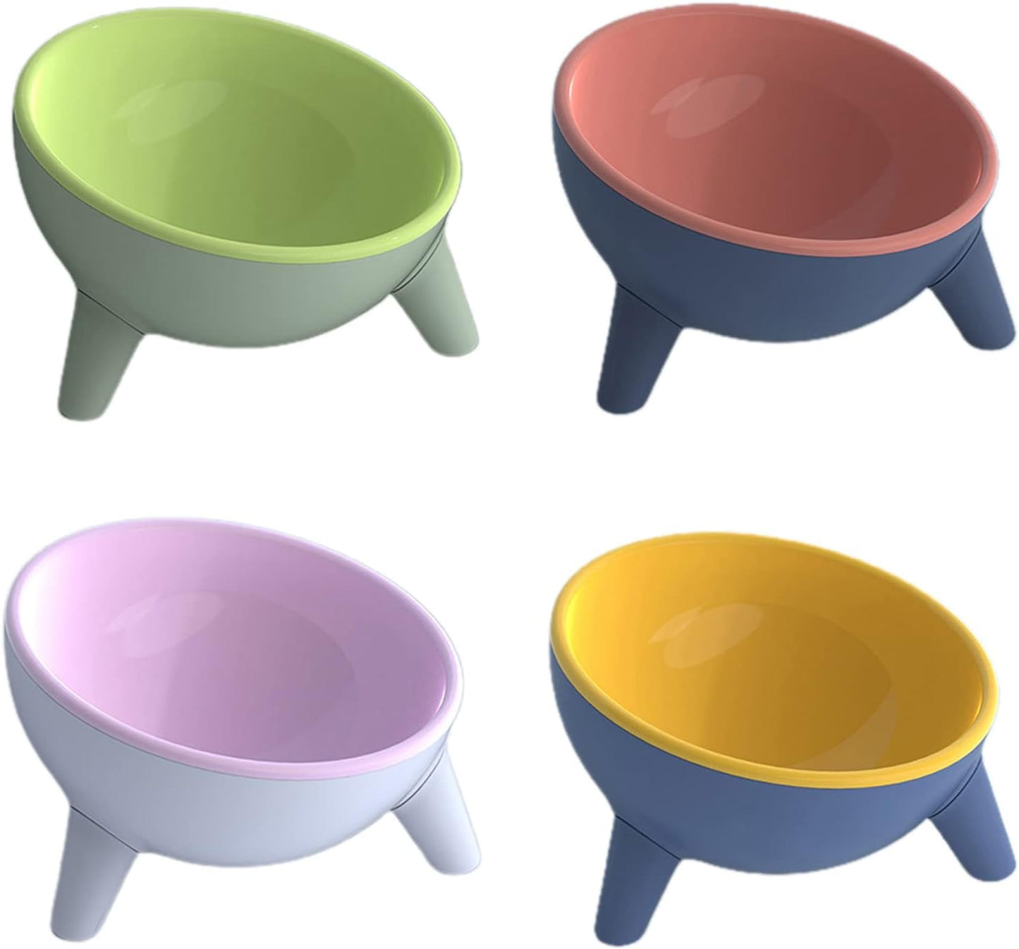 Raised Pet Bowl, 15° Tilted Elevated Cat Bowl with Stand, Non Slip No Spill for Cats and Small Dogs Feeding Dishes, Protect Pet's Neck Cat Feeder (Pink)