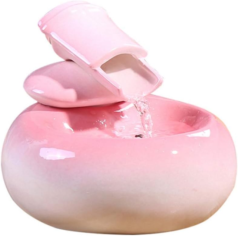 Pet Cat and Dog Drinking Fountains Intelligent Circulating Water Bowl Ceramic Anti-Dry Burning Pet Water Dispenser Ultra-Quiet Water Pump (Color : Brown) (Pink)