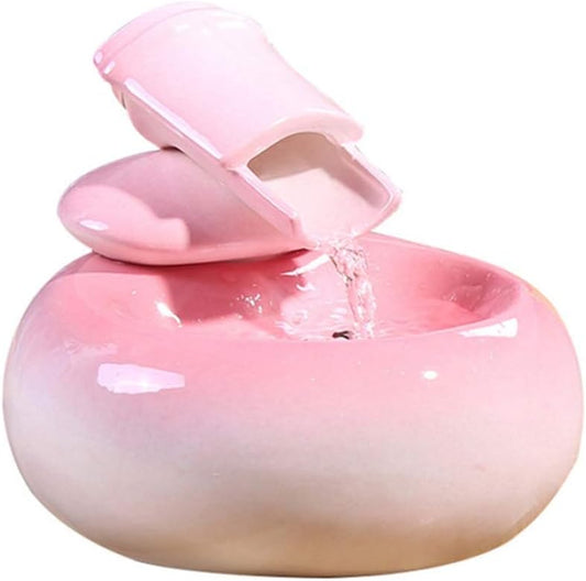 Pet Cat and Dog Drinking Fountains Intelligent Circulating Water Bowl Ceramic Anti-Dry Burning Pet Water Dispenser Ultra-Quiet Water Pump (Color : Brown) (Pink)