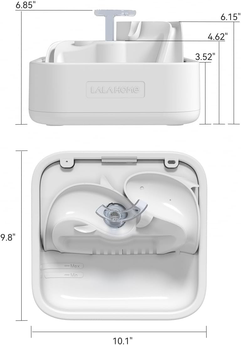 Cat Water Fountain Replacement Compatible with DailyFresh RealFountain Water Bowel 3-Stage Design for Multi Pets Dog Smart Water Dispenser for Drinking DC-in 2L/67oz