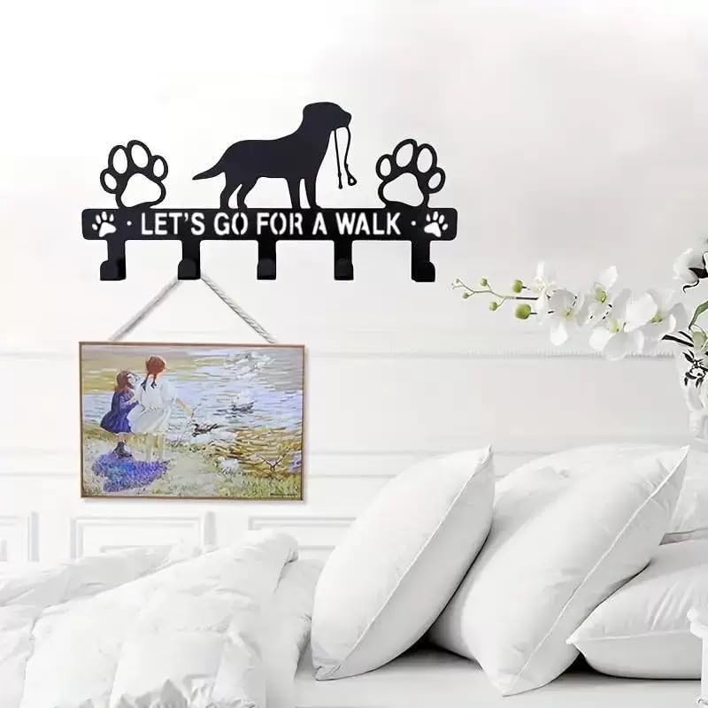 5-Hooks Dog Leash Holder for Wall， Dog Accessory Holder ，Metal Key Holder Leash Hooks
