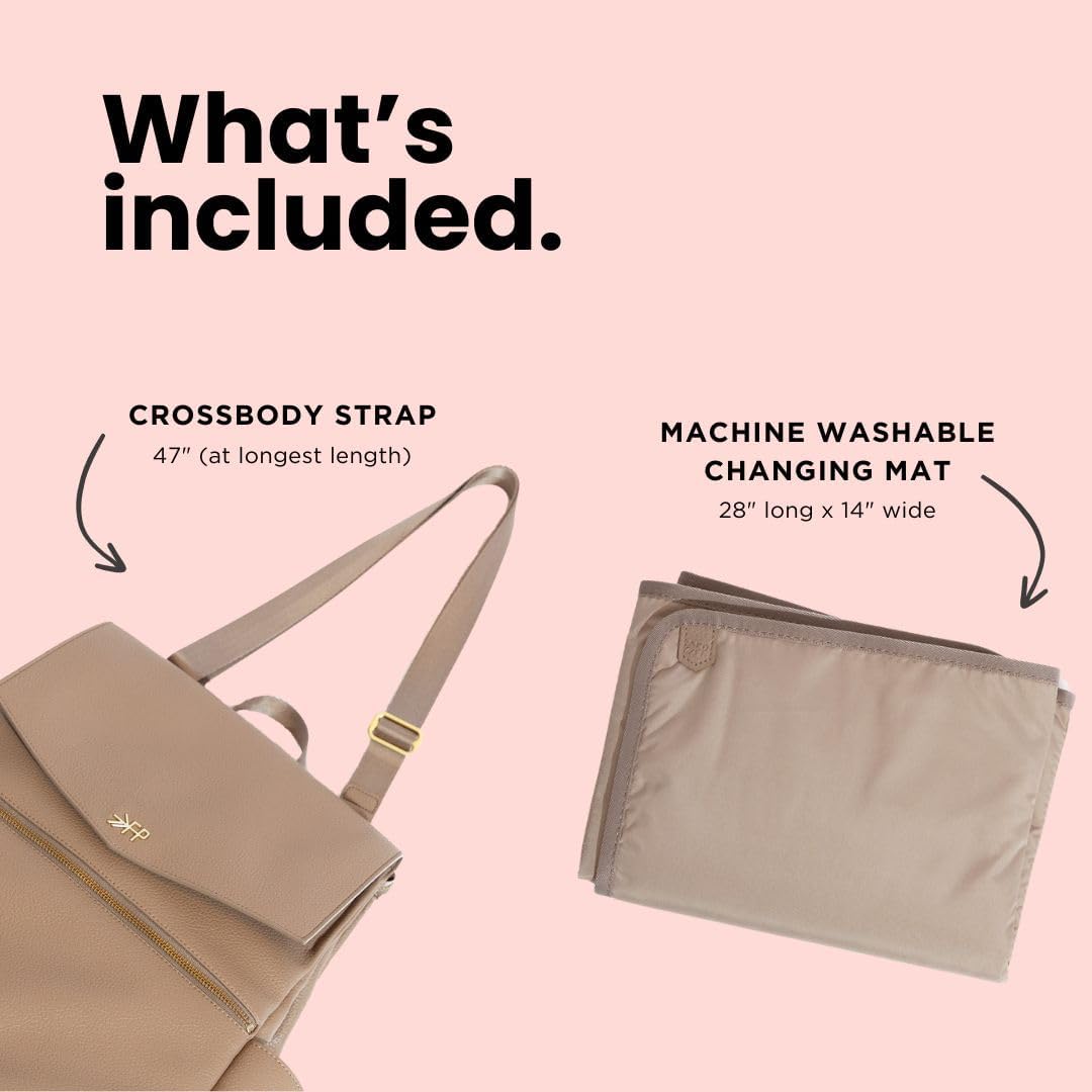 Freshly Picked Classic II Diaper Bag Backpack – Premium Vegan Leather, Large Capacity Baby Bag with Changing Pad, Stylish & Functional for Moms & Dads (Fig)