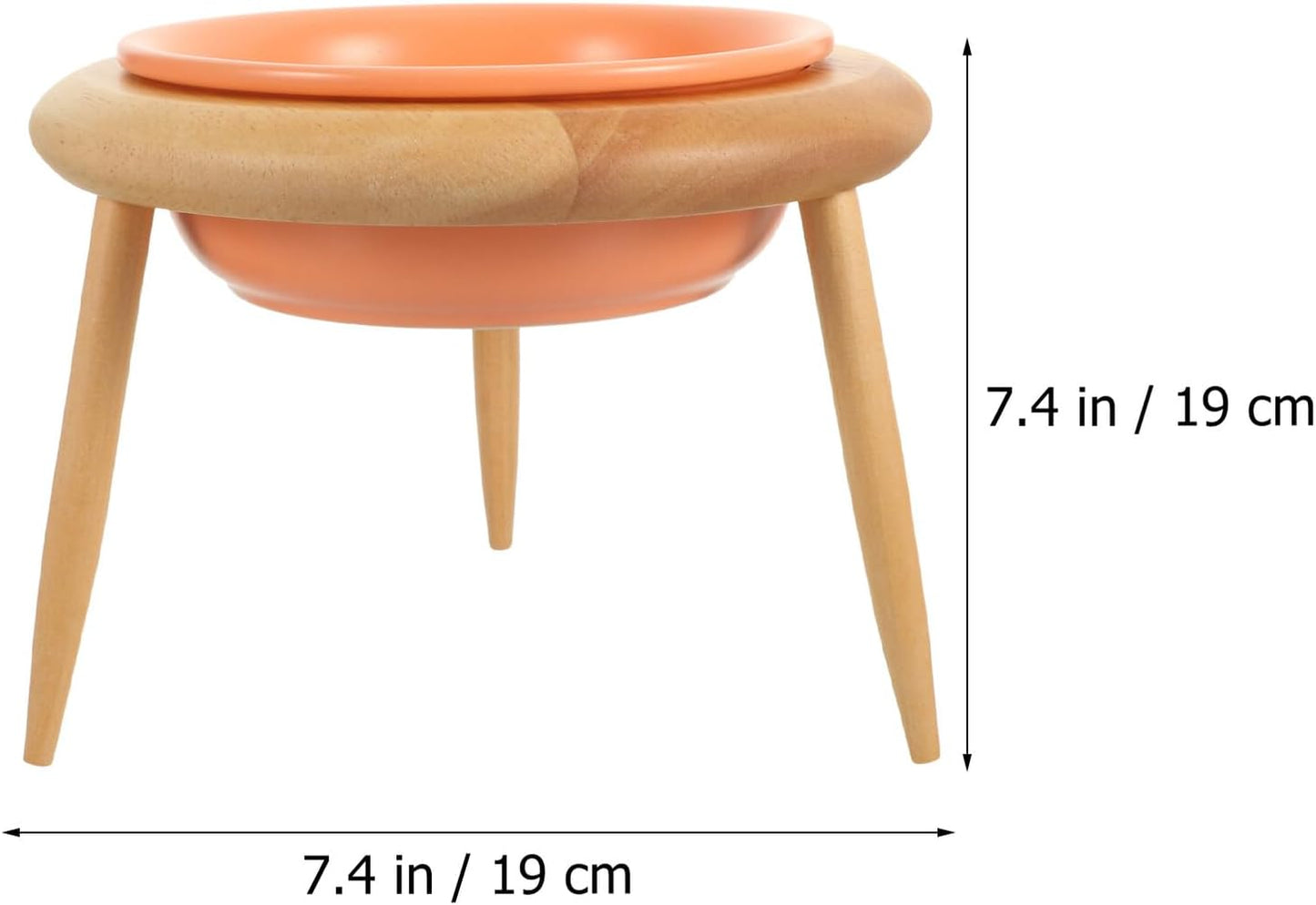 Milisten Ceramic Cat Food Bowl with Oak Stand 600ml Raised Pet Feeding Bowl Neck Protection Elevated Cat and Dog Feeder for Home Use