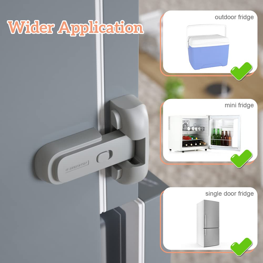 Mom's Choice Gold Awards Winner - EUDEMON 1 Pack Updated Child Proof Refrigerator/Fridge/Freezer Door Lock Apply to Max 1"(25mm) Sealing Strip for Toddlers and Kids, no Tools Need or Drill (Grey)