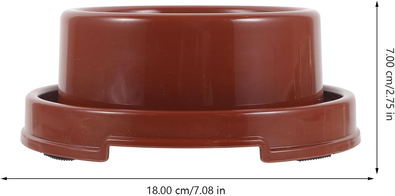 PRETYZOOM Plastic Dog Food Bowl with Design, Small Round Pp Pet Feeder for Puppies and Cats, Brown Single Pet Food Holder Suitable for Indoor Feeding