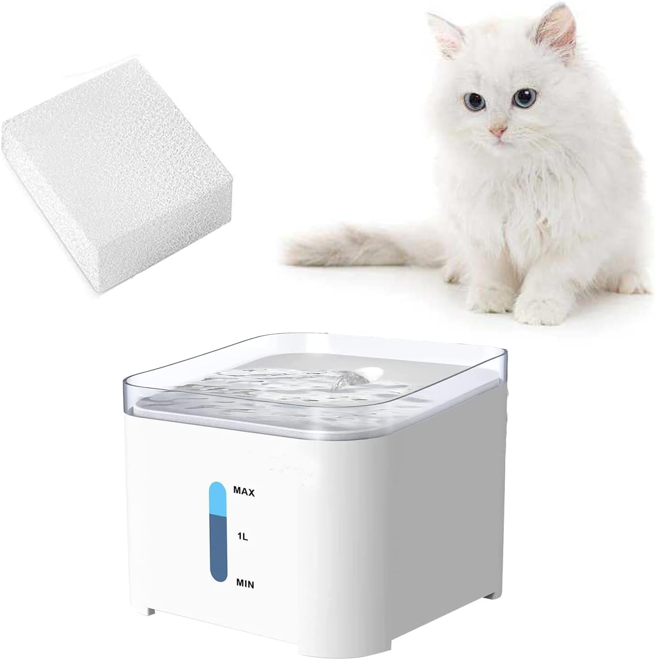 Pet Replacement Sponge Filters Pre Filter Sponges for 67oz/ 2L Pet Water Fountain Cat Water Foam Filter Dog Drinking Water Foam Filters for Pet Dog Cat Fountain (12)