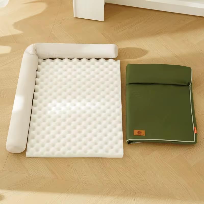 Luxury Orthopedic Waterproof pet Bed Washer Safe .Memory Foam Cooling pet mat/Bed (Tan, Small)