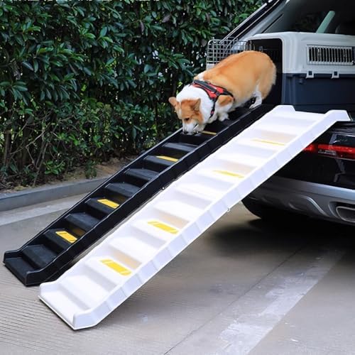 Portable Dog Car Ramp for SUVs & Trucks - Non-Slip Lightweight Pet Ladder with High-Traction for Large Dogs & Seniors - Easy Storage (Black)