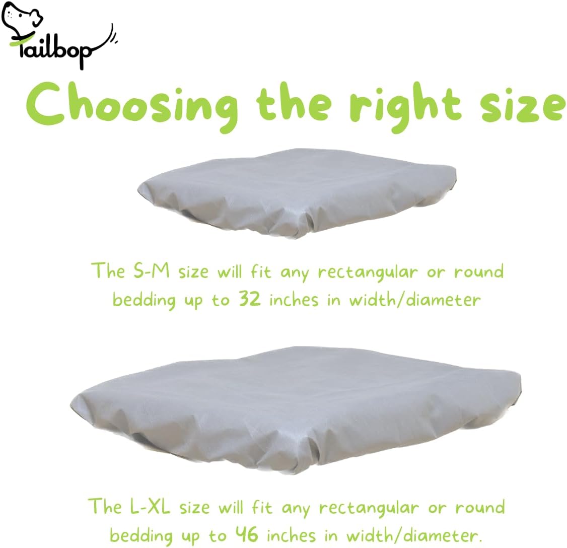 Tailbop Disposable Pet Bed Covers, Fits All Dog and Cat Beds or Mats, Waterproof, Odor and Dirt Resistant, 3 Pack (S-M)