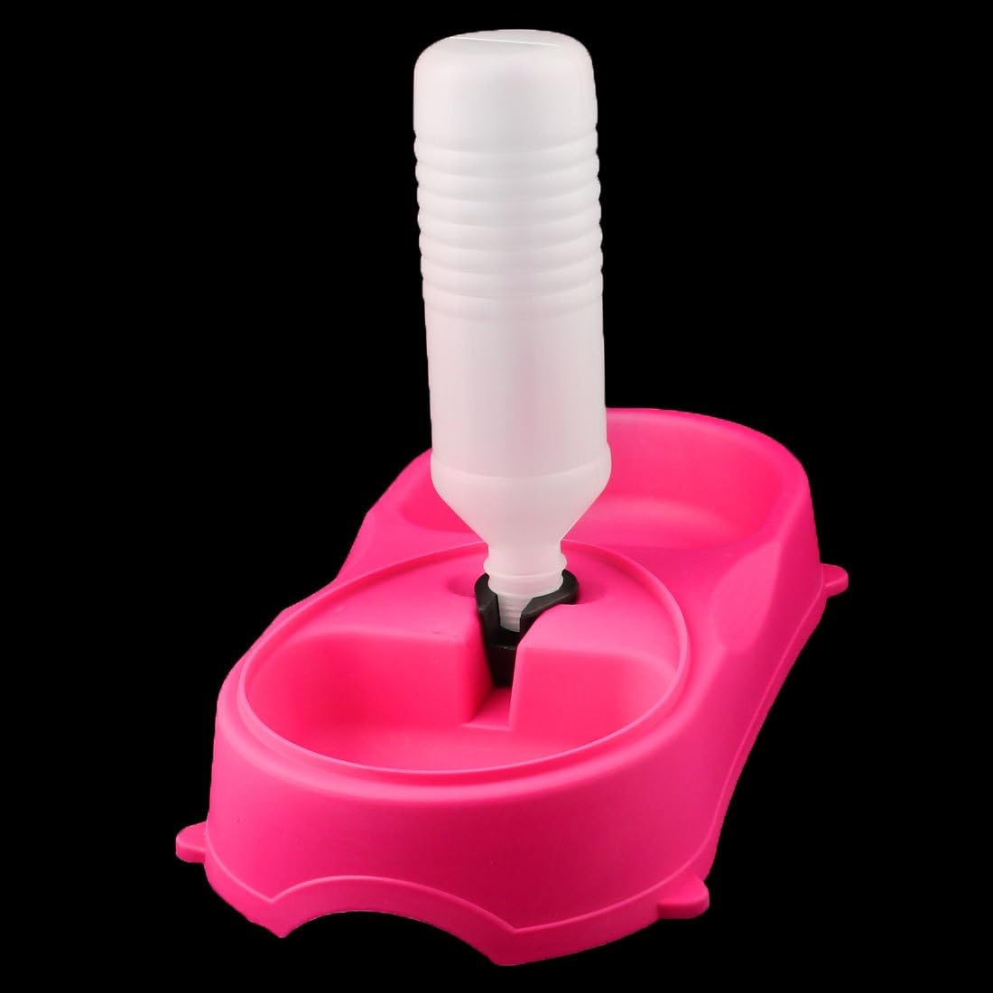 Plastic Puppy Dog Cat Pet Water Drinking Fountain Food Feeder Bowl Fuchsia (id: c28 be8 55d f03 1fa
