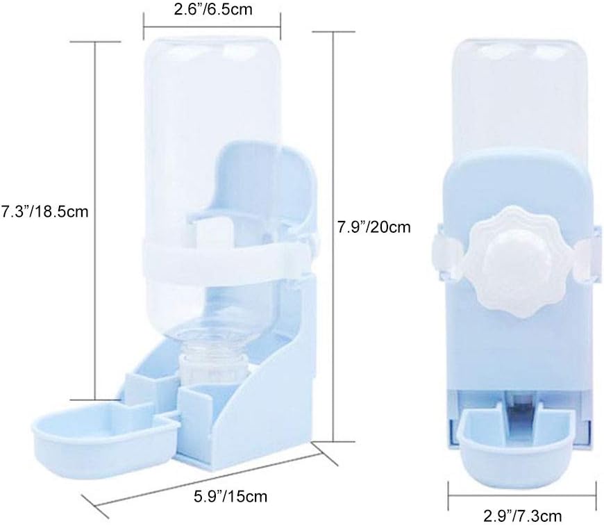 17oz Rabbit Water Feeder, Pet Cage Suspended Water Dispenser, Hanging Automatic Small Animal Bottle Bowl for Bunny Chinchilla Hedgehog Ferret Hamster