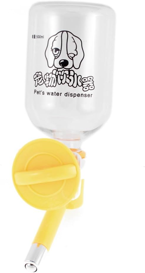 Pet Dog Drinking Hanging Feed Water Fountain Bottle 500ml Yellow Clear (id: 2fe ab5 7fb 3fd cd4