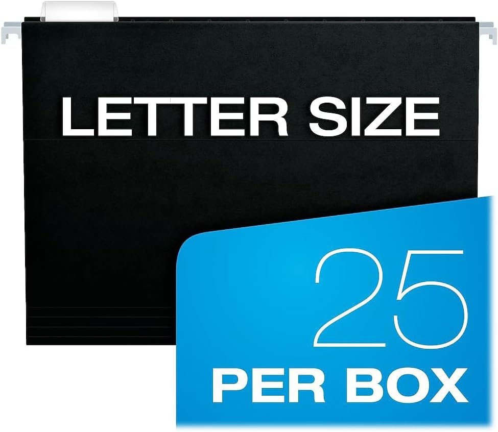 Pendaflex Recycled Hanging Folders, Letter Size, Black, 1/5 Cut, 25/BX (81605)