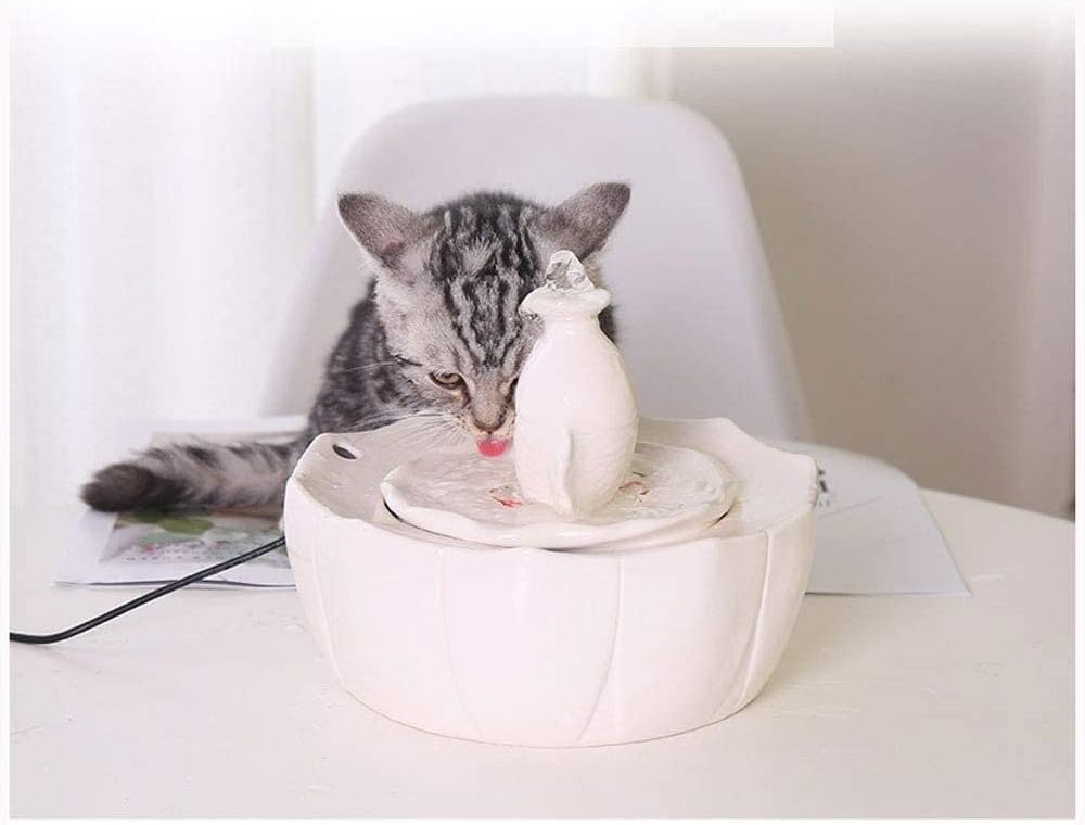 Fountain Portable Cat Water Fountain, 1.2L Pet Water Dispenser UltraQuiet Hygienic Replaceable Filter Waterfall Fancy Fountain,Automatic Electric Water Bowl for Dogs, Cats Pet Water Dispenser (White)