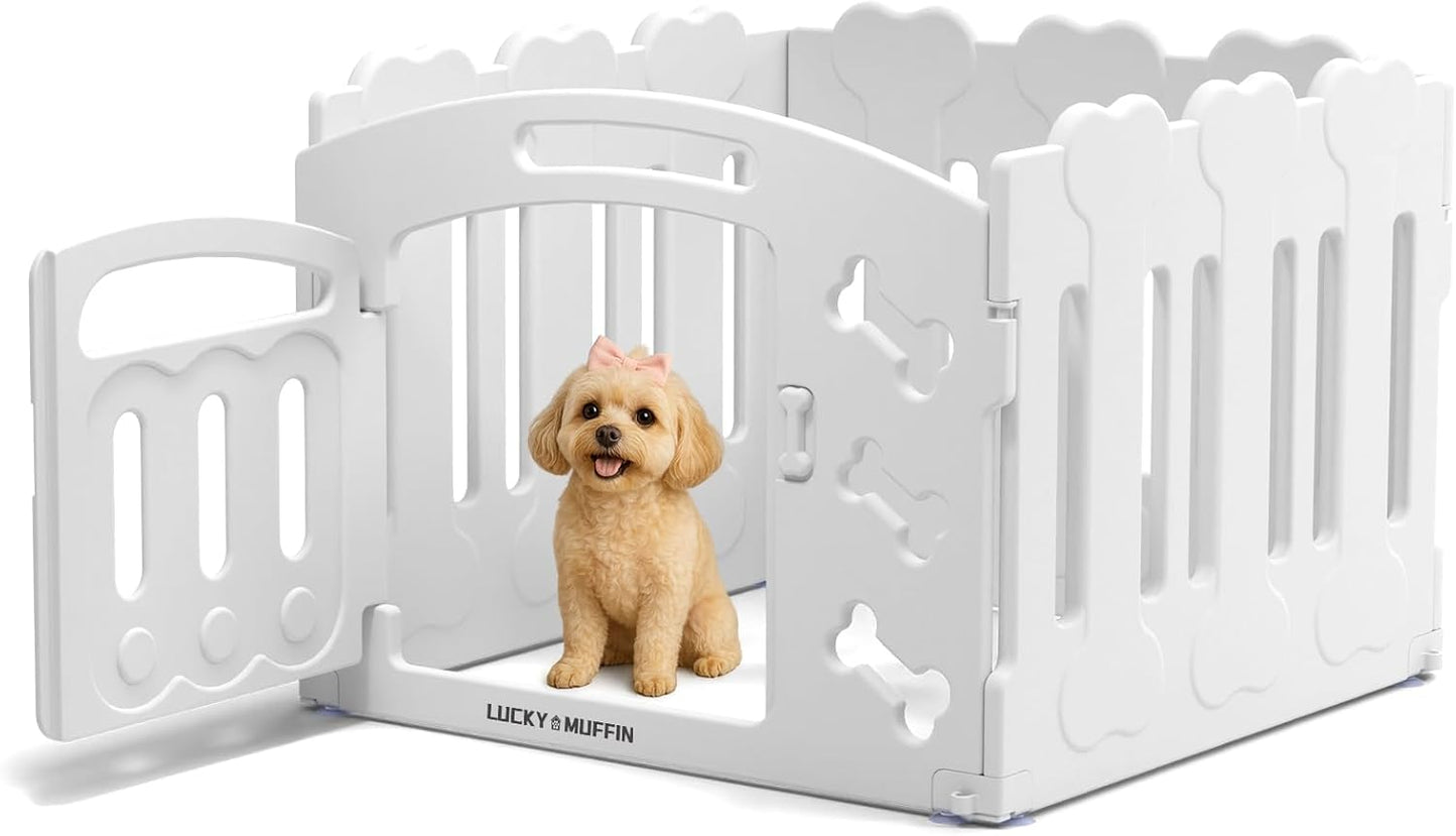 Dog Playpen for Small Dogs, 4-Panel Compact Indoor Puppy Playpen, 24" Tall Non-Toxic Premium HDPE Panels, 30"x30"x24", Stable on Smooth Floors, Tool-Free Setup (White)