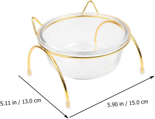 Milisten Raised Glass Pet Bowl with Tilted Stand, Elevated Cat and Dog Feeding Dish, Single Slant Food Bowl for Comfortable Eating