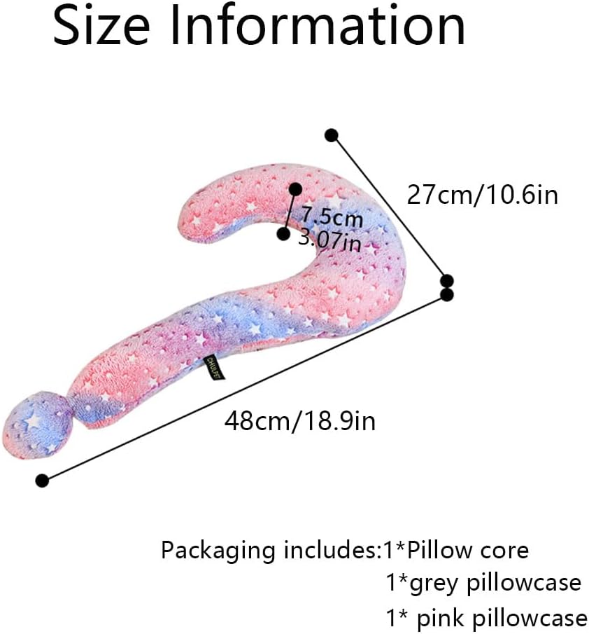 Dog Pillows, 2pcs Pillowcase, Washable Dog Pillow, Side Zip with Replaceable Pillowcase, Glow in The Dark Cat Calming Pillow, Cozy Neck Support for Deep Sleep (M)