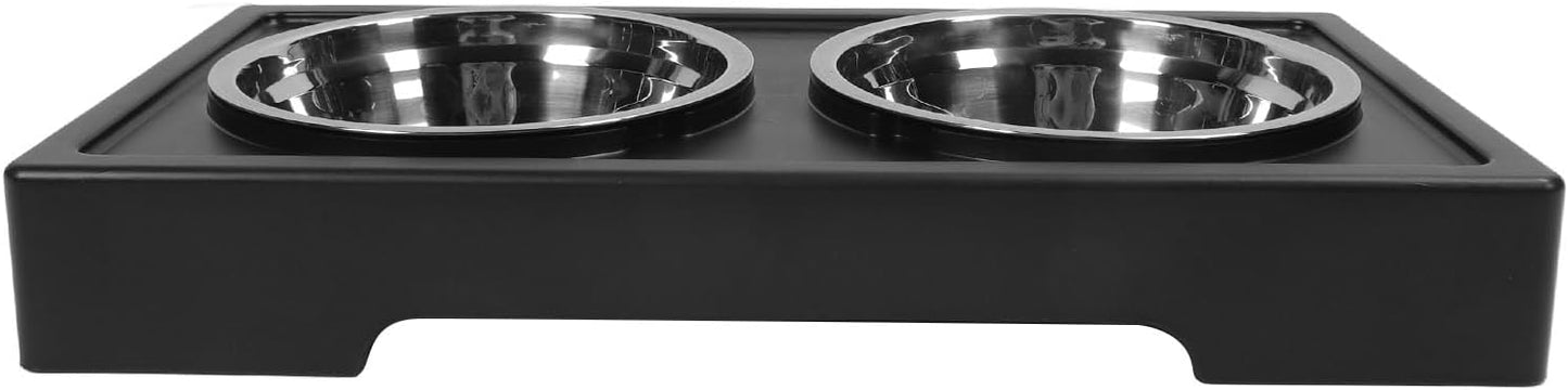 Pilipane Elevated Dog Bowls Prevent Slip Height Adjustable Raised Dog Bowl Stand with 2 Stainless Steel Food Bowls for Dogs Cats