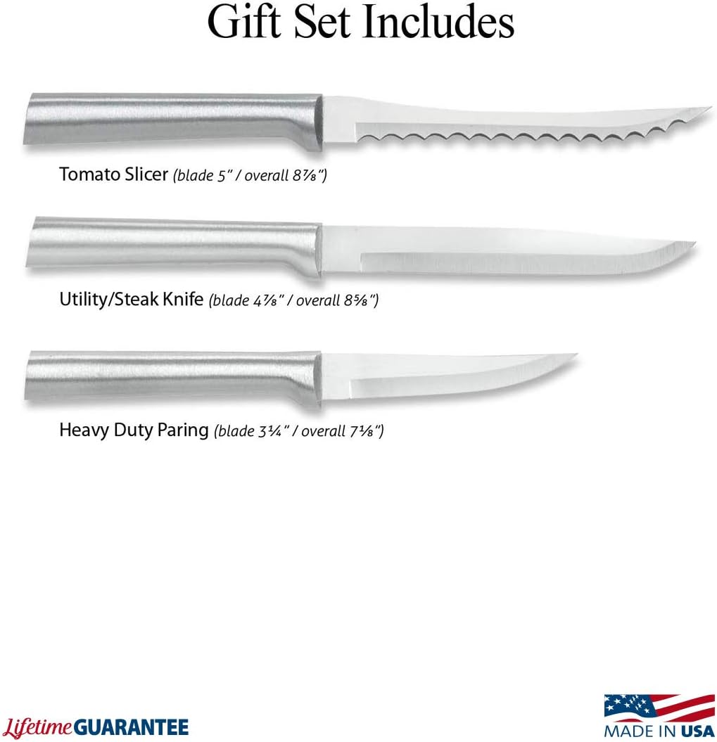 Rada Cutlery Cooking Essentials Gift Set (S49), 3-Piece Knife Set, Stainless Steel Blades, Silver Handle