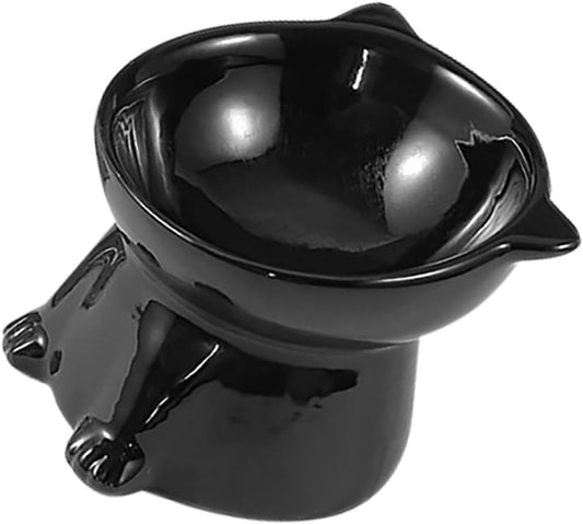 Milisten Ceramic Elevated Pet Feeding Bowl with Neck Guard Large Diameter Raised Cat Food Bowl Anti-Spill for Cats and Dogs
