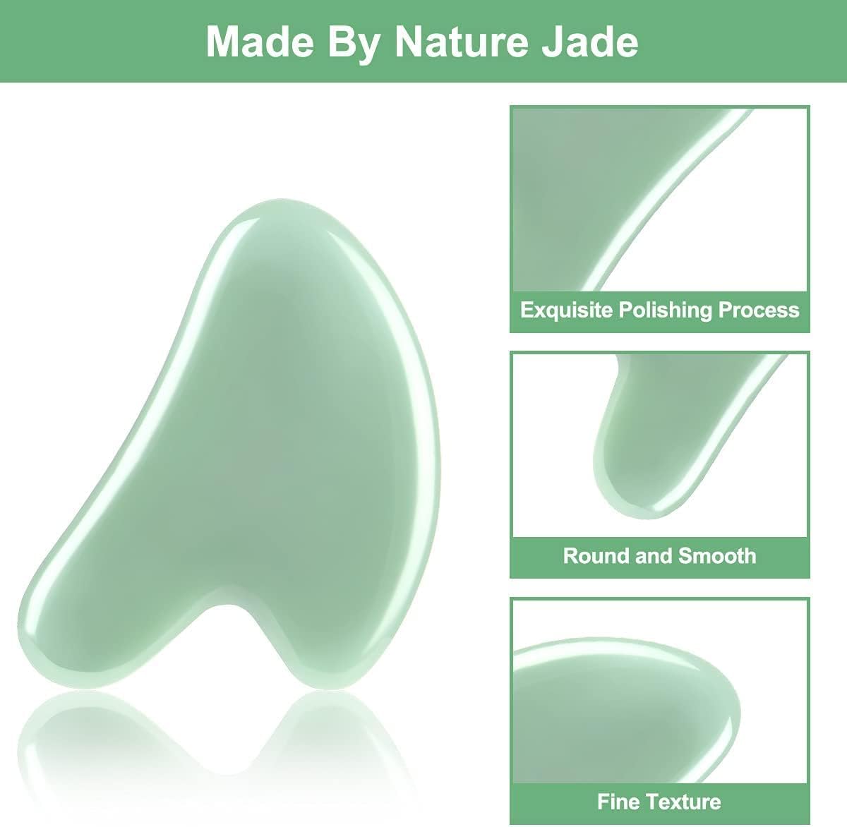URAQT Gua Sha Massage Tool, 2 Pcs Natural Jade Gua Sha Board, Quartz Jade Stone Gua Sha Facial Tool, Face Scraping Massager, Anti Aging Massage Beauty Tool for Face, Eye, Neck