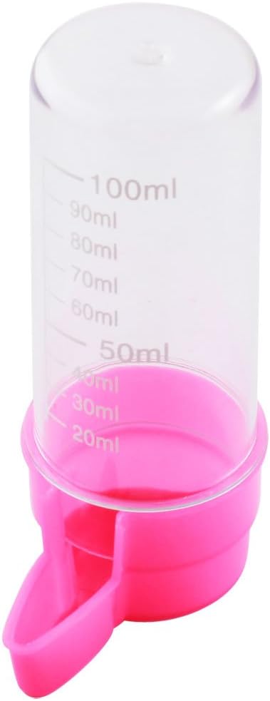 Plastic Water Fountain Bottle Pet Birds Feed Waterer 100ML Pink Clear (id: e31 ef1 fd9 4e9 a52