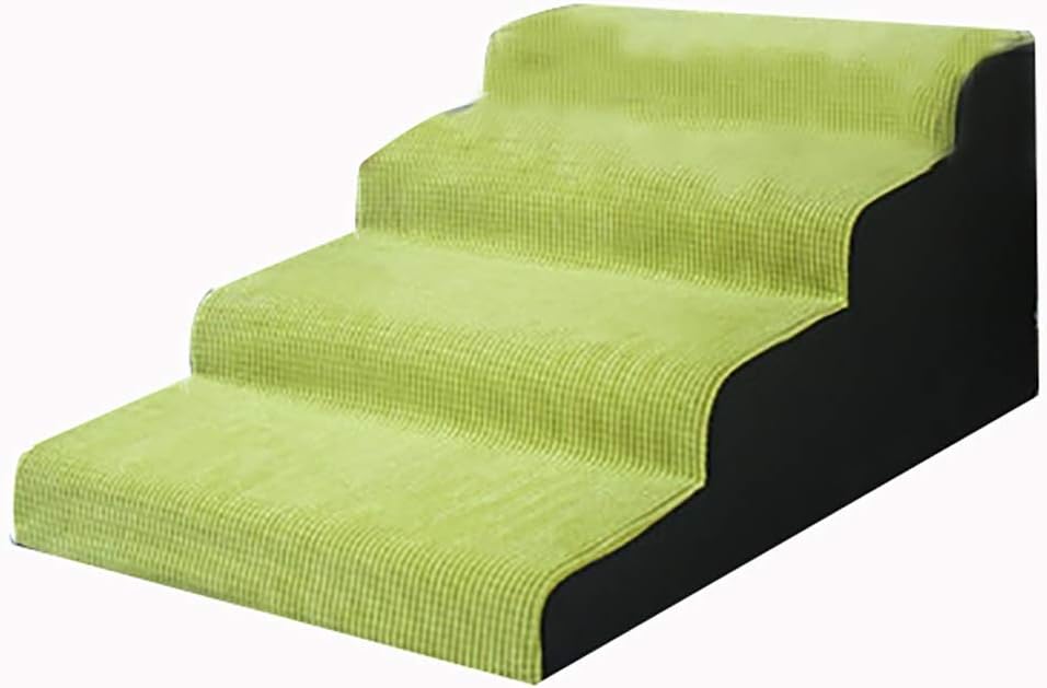 Pet Stair Cozy Soft 15.7 Inches High Arc 4 Step Stairs for Older Dogs Up to Bed/Sofa Anti-Slip (Color : Pink) (Green)