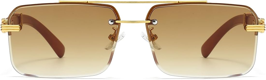Gleyemor Mens Sunglasses Fashion Rimless Rectangle Sunglasses Square Frameless Sunglasses for Men