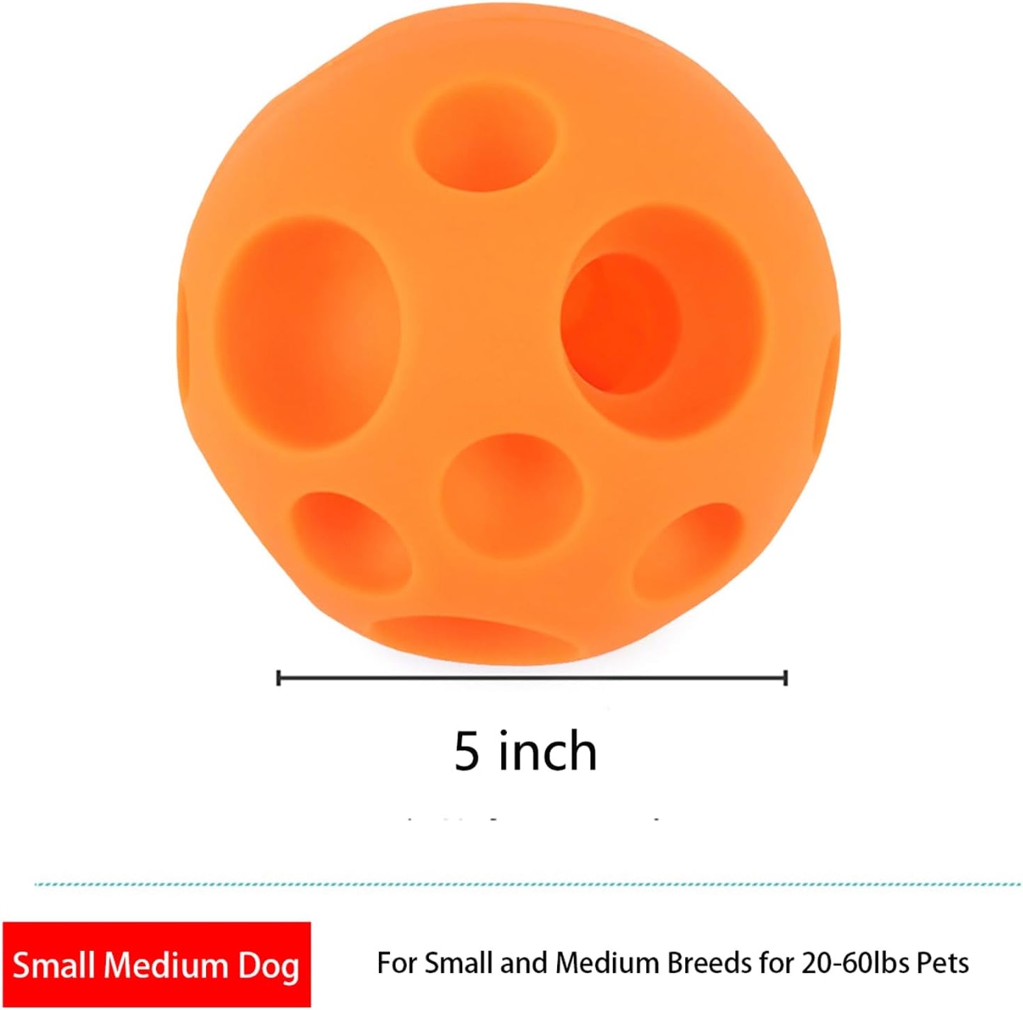 Evan Dog Toy Balls, 5 Inch Treat Tricky Ball Food Dispensing Toys Tricky Fun Interactive Dog Toy Food Dispenser Toy Puzzle Toy Ball Dog Chew Toys Ball for Large Medium Slow Feeder Dog Bowls（Orange）
