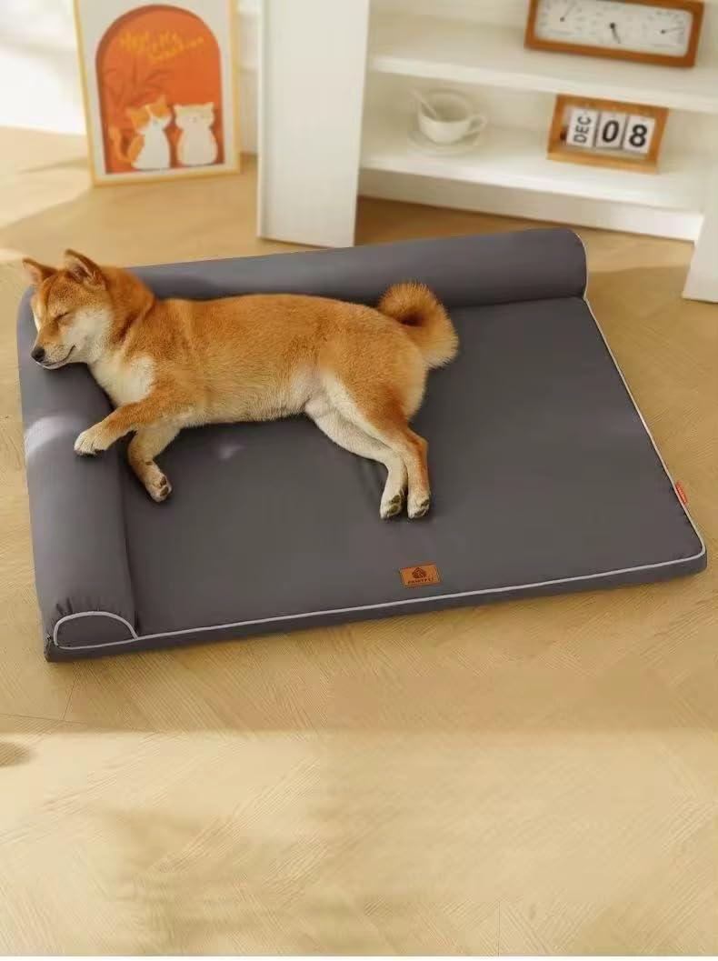 Luxury Orthopedic Waterproof pet Bed Washer Safe .Memory Foam Cooling pet mat/Bed (Tan, Small)