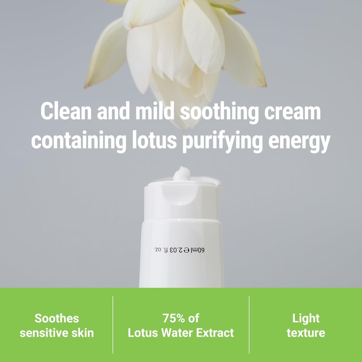 ROVECTIN Calming Lotus Cream – Lightweight Hydrating & Soothing Moisturizer Face Cream for Sensitive Skin | 75% Lotus Water Extract & Niacinamide for Anti-Aging | Vegan Korean Skincare (2.03 fl oz)