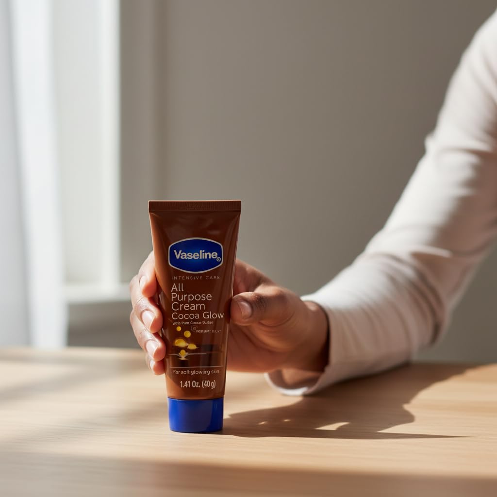 Vaseline All Purpose Cream Cocoa Glow, with Pure Cocoa Butter, 6-Pack, 1.41 FL Oz Each, 6 Tubes