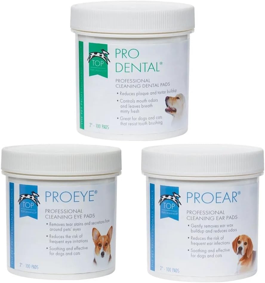 100 Pads Cleansing Wipes Dog & Cat Grooming Sets Eye Ear and Dental (Ear Wipes)