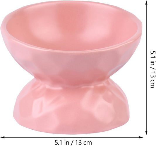 Milisten Elevated Ceramic Cat Feeding Bowl Small Pink Pet Food and Water Feeder Neck Protection Raised Dish for Indoor Cats