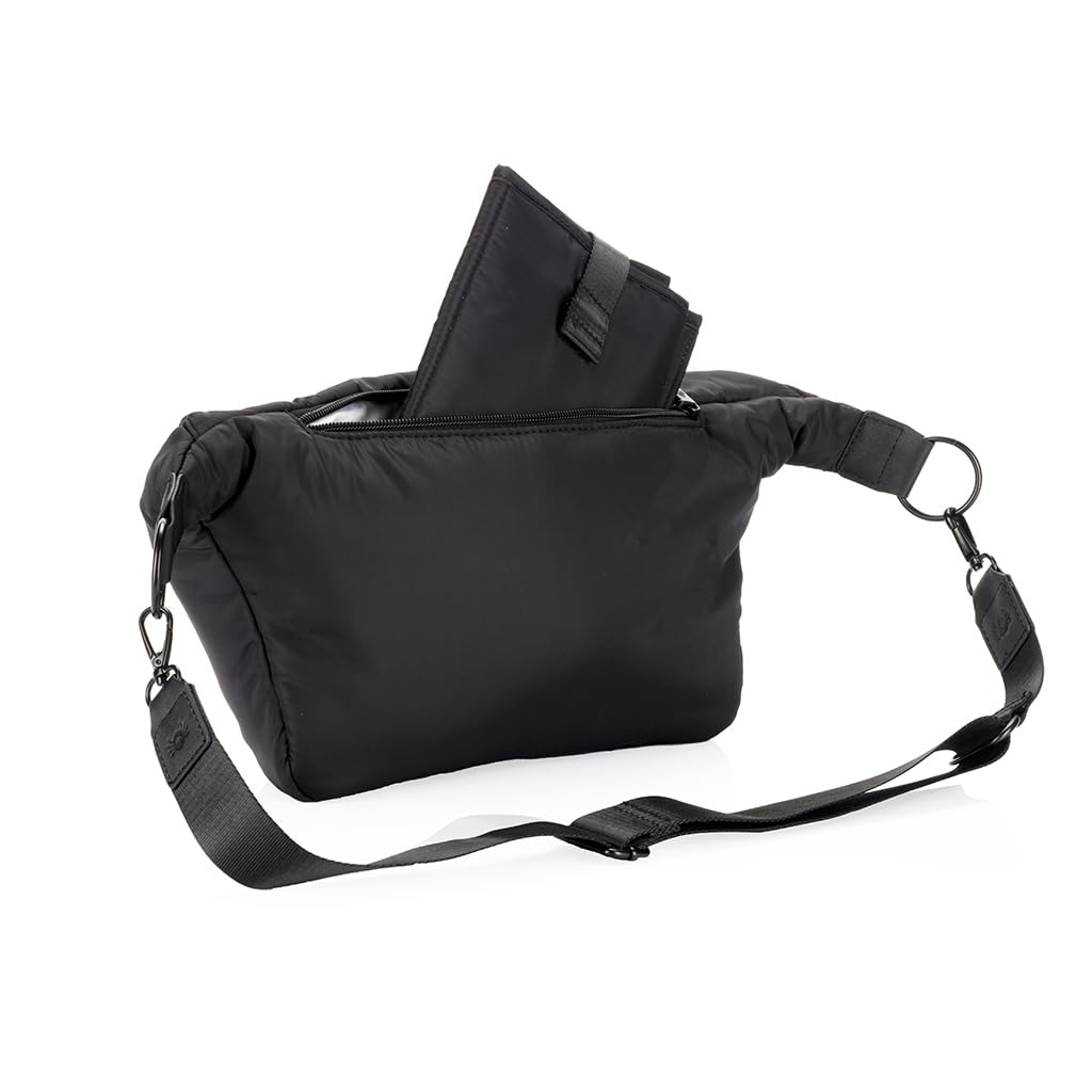 Itzy Ritzy's Fanny Pack & Crossbody Diaper Bag - Multi-Use Lightweight Bag Features 6 Pockets & an Adjustable Strap - Wear As a Crossbody, Belt Bag or Shoulder Bag (Black)
