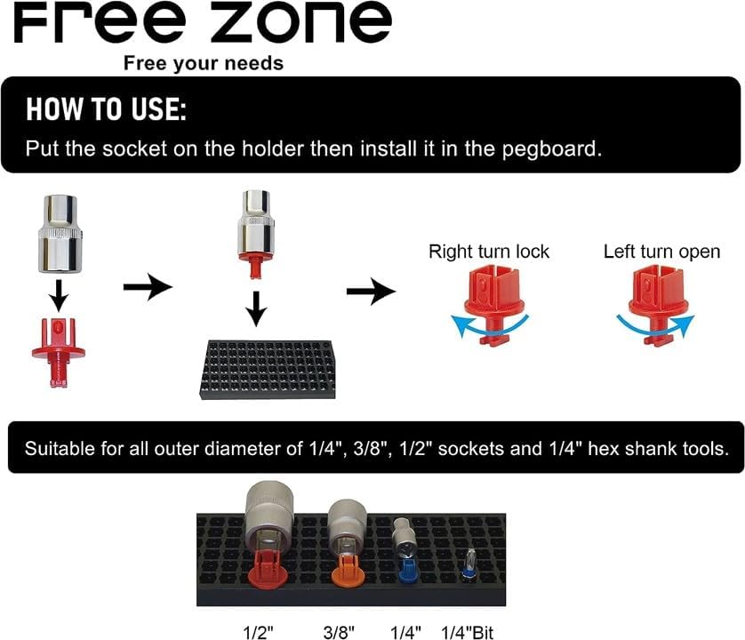 FREE ZONE Bit Organizer Set (Black) – 158-Hole Bit Storage – 1/4" Hex Bits & Drive Bits Adapter Storage – Toolbox Storage (Tools Not Included)