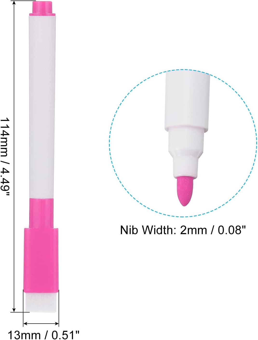PATIKIL Dry Erase Marker Pens, 30 Pack Rose Red Ink Fine Point Low Odor Whiteboard with Eraser Cap for Office Home Classroom, White Pen Rod