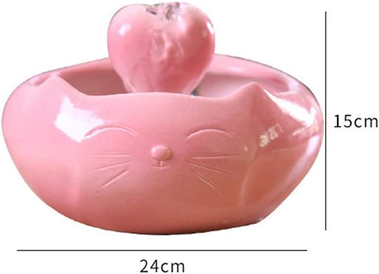 Ceramics Cats Drinking Feeder Automatic Circulating Water Feeder Pet Water Dispenser 3D Fountain Water Basin (Color : White) (Green)