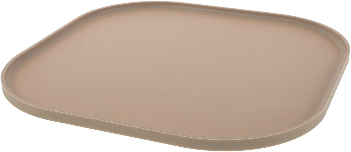 Mikikit Silicone Pet Feeding Mat for Dog Food and Cat Bowl, Waterproof Spill Proof Placemat with Raised Edges, Non Slip Floor Protector Pad, Coffee