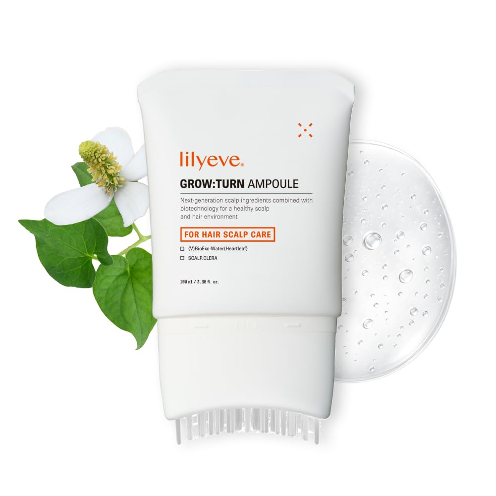 lilyeve GROWTURN Hair Growth Serum with Built-in Brush, Heartleaf-Derived Exosomes to Revitalize, Scalp Massager, Korean Hair Care, 3.38 fl. oz. (Pack of 1)