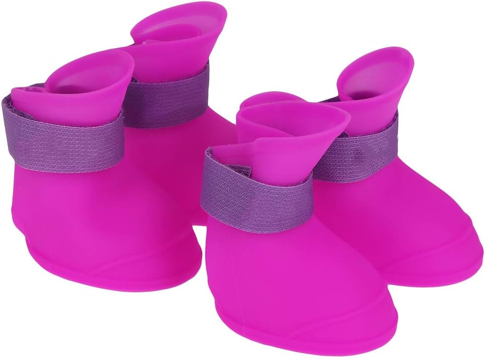 Ejoyous Dog Boots Protector, 4Pcs Silicone Pet Booties Anti Slip Dog Rain Protective Shoes for Small Dogs Doggy Puppy Doggie Pets, Dog Booties for Outdoor Walking (L)