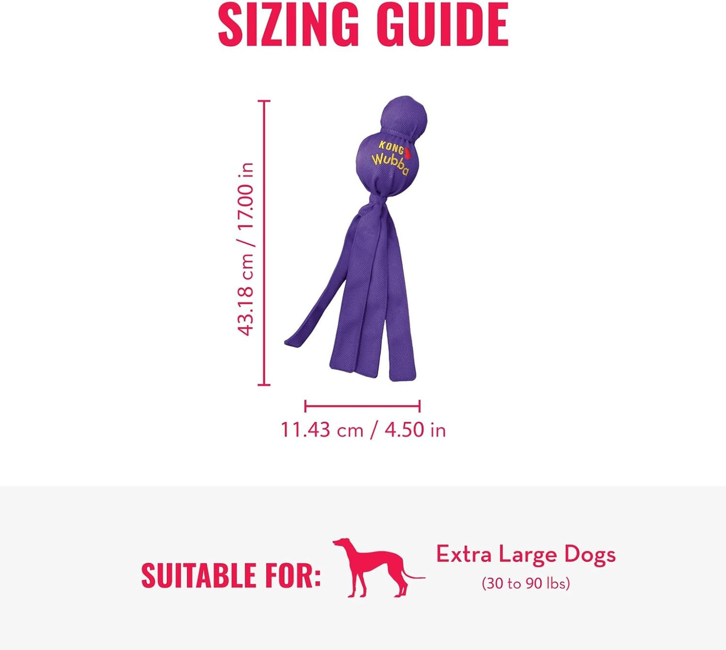 KONG Wubba - Dog Toy for Tug of War & Fetch - Dog Supplies for Puppy & Dog Playtime - Outdoor & Indoor Dog Toy - for XL Dogs - Randomly Provided Color