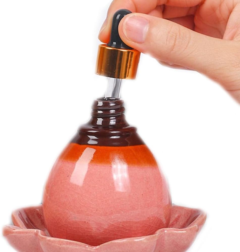Leadigol Essential Oil Diffuser Jar, Ceramic Essential Oil Pot, Dropper Bottle Containers, Decorative Perfume Bottle, Empty Travel Accessories Spa