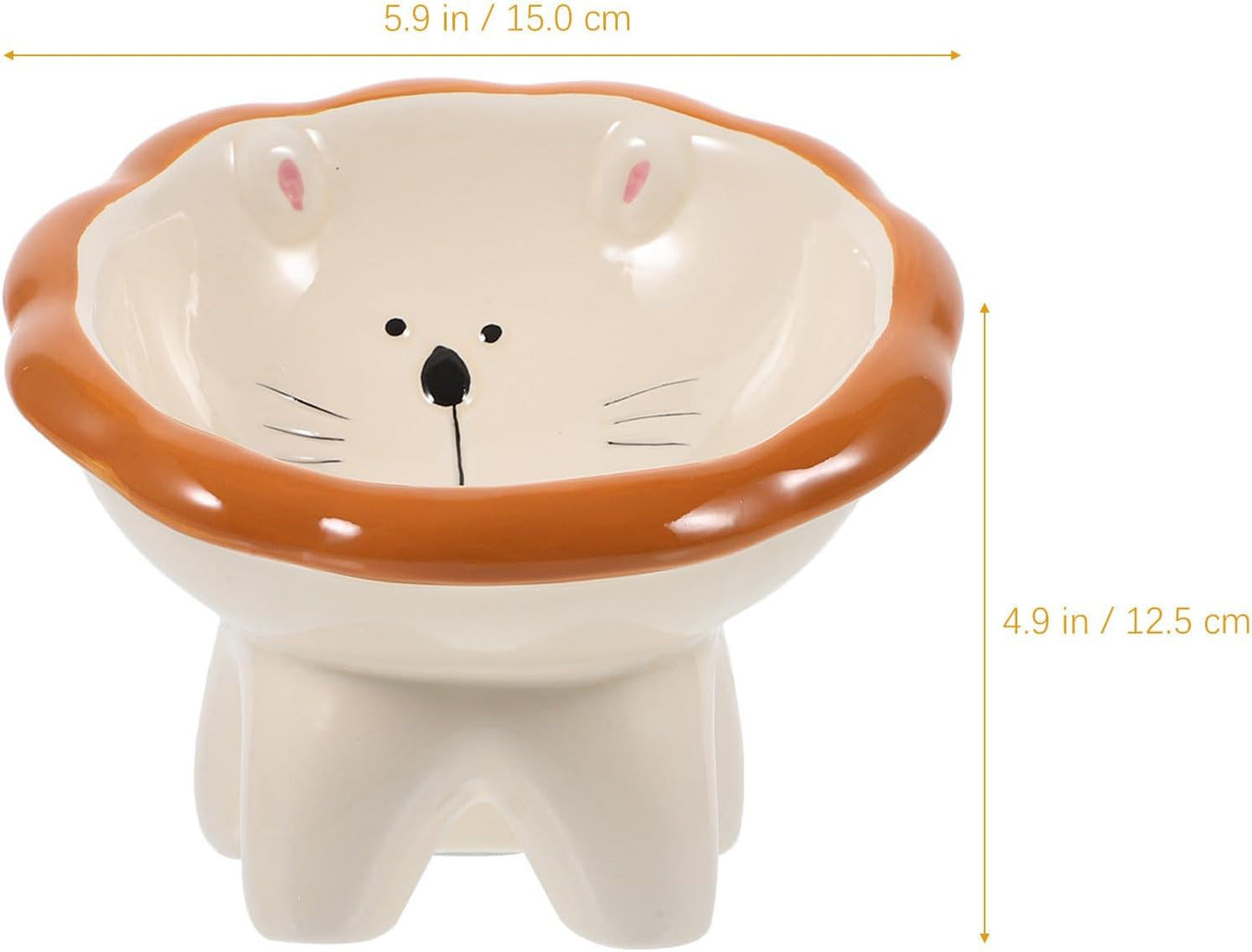 Milisten Ceramic Elevated Cat Feeding Bowl Tilted Raised Cat Water Bowl Brown Raised Food Dish Easy to Clean