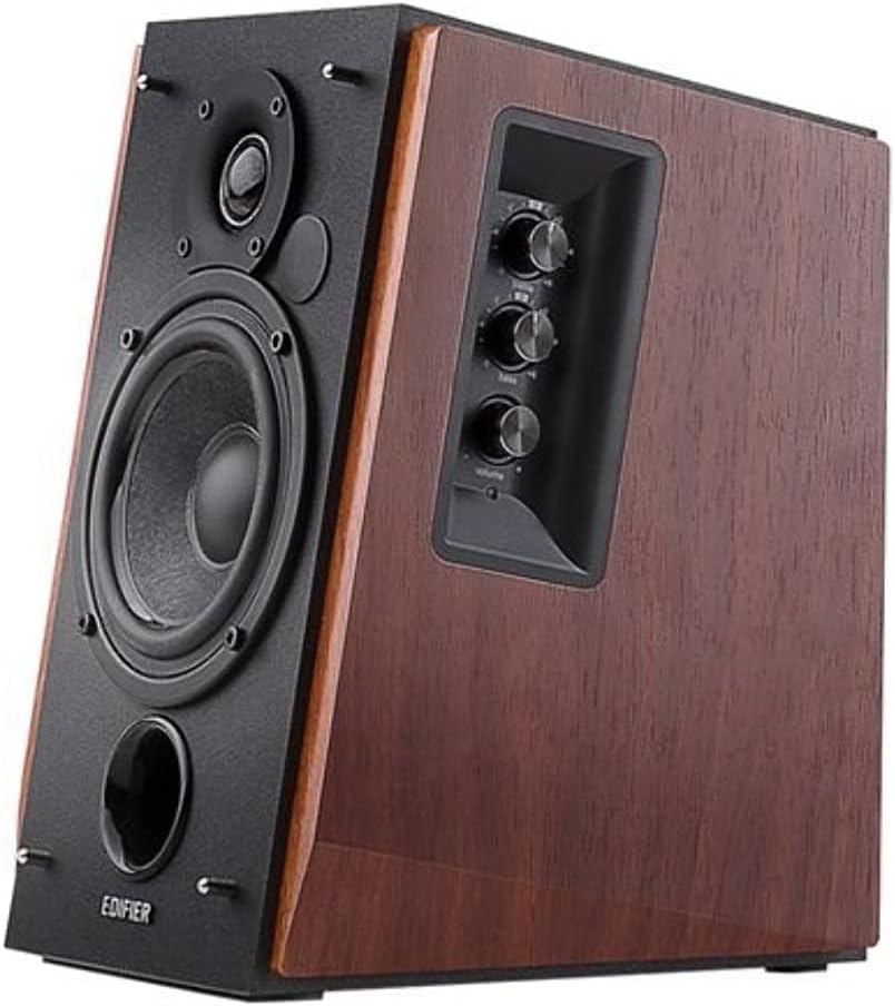 Edifier R1700BT Amplified Bluetooth Bookshelf Speaker System, 2.0 Powered Active Speakers 66 Watt RMS - Wooden