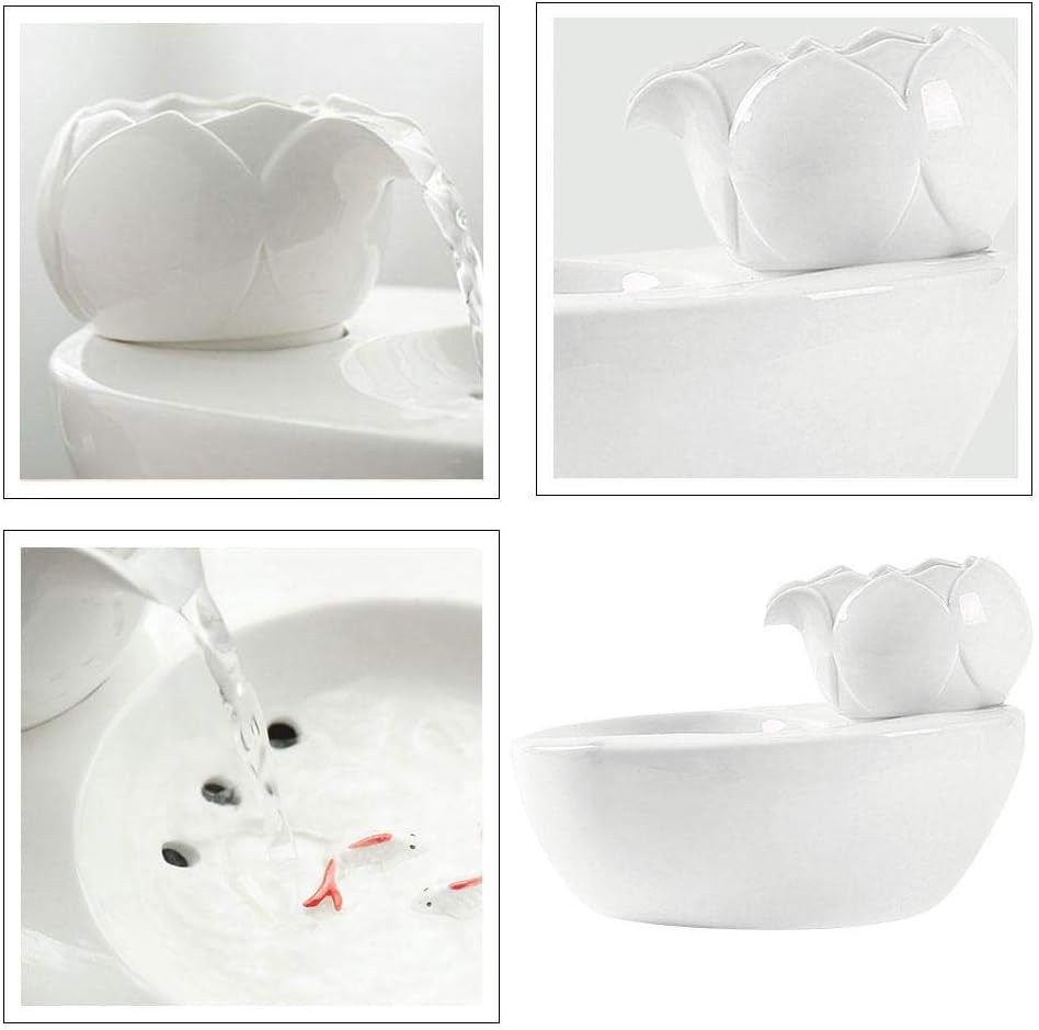 Cat Water Fountain - Ceramic Portable Pet Water Feeder Automatic Circulation Water Ultra-Quiet Pet Supplies (Color :)